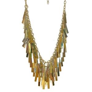 Shiny Gold Dangling Tassel Chain Statement Necklace Fringe Wind Chime Elegant